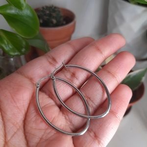 Stainless Steel Oval Hoop Earrings